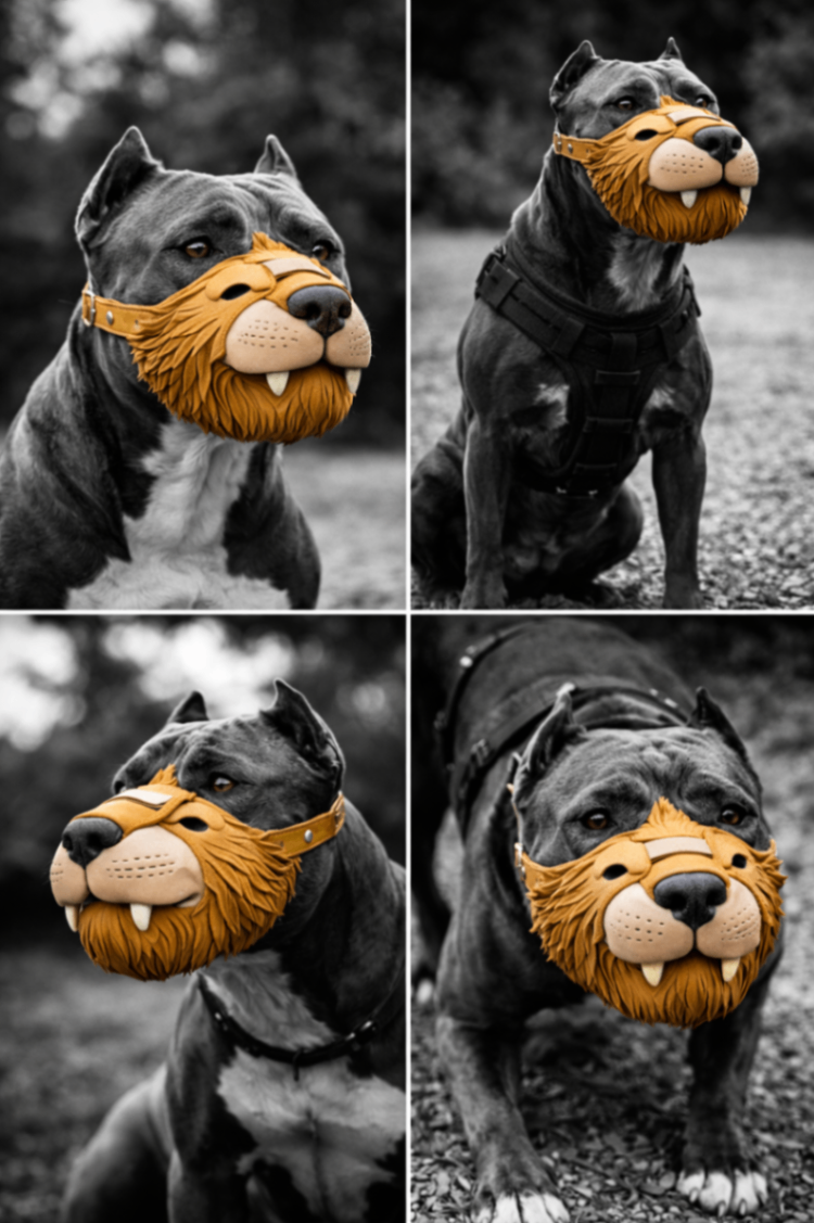 Cane Corso wearing the Ferocious Lion muzzle
